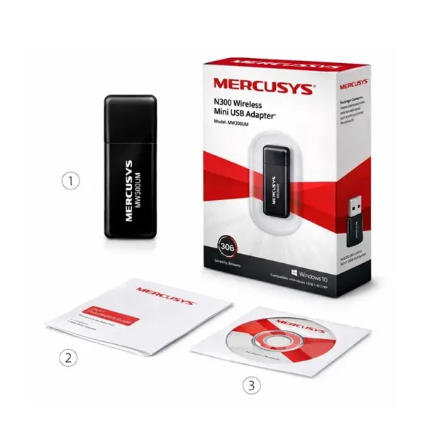 Adaptador Mini USB Wi-Fi Mercusys N300
